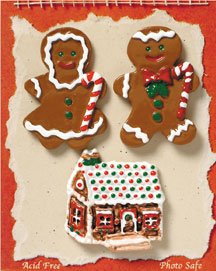 S1091-6 - Ginger Bread - Flat Backed Resin Scrapbook Embellishment Set (6 cards per package)