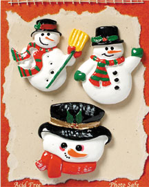 S1092-6 - Snowmen - Christmas - Flat Backed Resin Scrapbook Embellishment Set (6 cards per package)