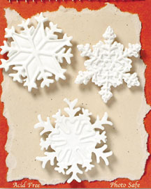 S1093-6 - Snow Flakes - Christmas - Flat Backed Resin Scrapbook Embellishment Set (6 cards per package)