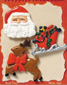 S1094-6 - Santa's Sleigh - Flat Backed Resin Scrapbook Embellishment Set (6 cards per package)