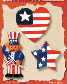 S1106-6 - Uncle Sam Bear - Flat Backed Resin Scrapbook Embellishment Set (6 cards per package)