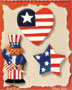 S1106 - Uncle Sam Bear - Flat Backed Resin Scrapbook Embellishment Set