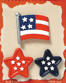 S1107 - Patriotic Star - Flat Backed Resin Scrapbook Embellishment Set