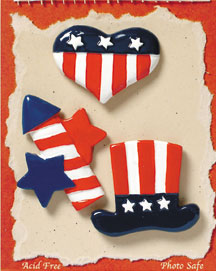 S1108 - Patriotic Heart - Flat Backed Resin Scrapbook Embellishment Set