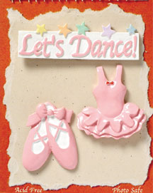 S1109-6 - Let's Dance Ballet - Flat Backed Resin Scrapbook Embellishment Set (6 cards per package)