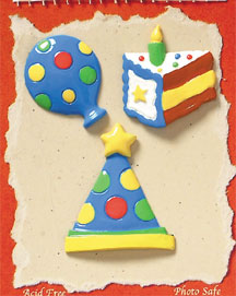 S1112-6 - Birthday Cake - Flat Backed Resin Scrapbook Embellishment Set (6 cards per package)