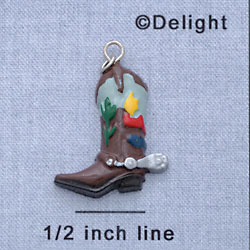 7254 - Boot - Fancy Cactus  - Resin Charm