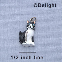 7270 - Cat - Black White  - Resin Charm