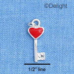 C1547 - Heart - Key Red - Silver Charm