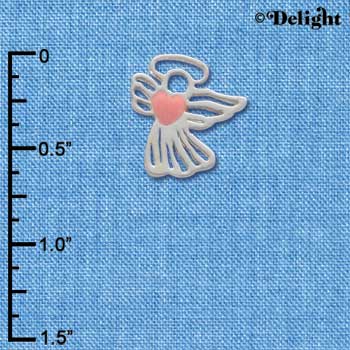 C1550* - Angel - Lines Heart Pink - Silver Charm