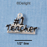 C1853 - #1 Teacher - Black - Silver Charm