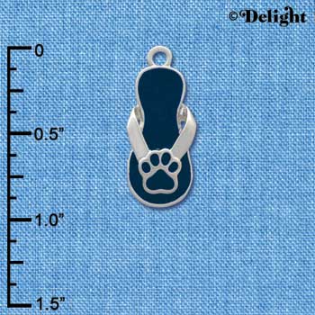 C2156 - Paw Flip Flop Blue Silver Charm