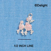 C2161* - Light Pink Poodle Silver Charm (Left or Right)