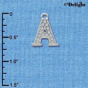 C3703 tlf - Swarovski Crystal - A - Beaded Border - Silver Charm