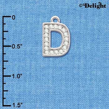 C3706 tlf - Swarovski Crystal - D - Beaded Border - Silver Charm