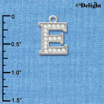 C3707 tlf - Swarovski Crystal - E - Beaded Border - Silver Charm