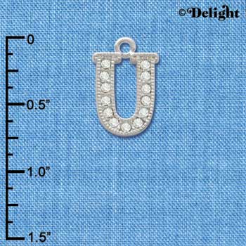 C3723 tlf - Swarovski Crystal - U - Beaded Border - Silver Charm