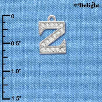 C3728 tlf - Swarovski Crystal - Z - Beaded Border - Silver Charm