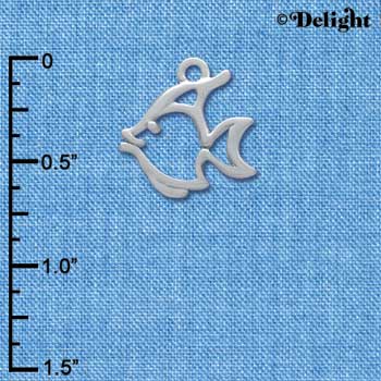 C3729 tlf - 2-D Open Angel Fish - Silver Charm