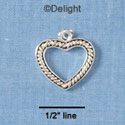 C1834* - Heart - Rope Open - Silver Charm