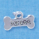 C1843 - Dog Bone - Top Dog - Silver Charm