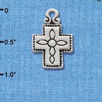 C1872 - Large Southwestern Antiqued Cross - Silver Charm