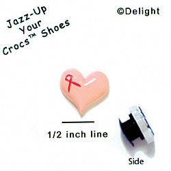 CROC-5621 - Pink Heart with Pink Ribbon - Clog Shoe Decoration Charm