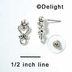 F1001 - Filigree Heart Post Earrings - Silver plated Finding (3 pairs per package)