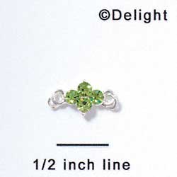 F1007 - Four Lime Green (Peridot) Swarovski Crystal Connector - Silver plated Finding (6 per package)