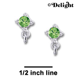 F1015 - 5mm Lime Green (Peridot) Swarovski Crystal Post Earrings - Silver plated Finding (3 pairs per package)