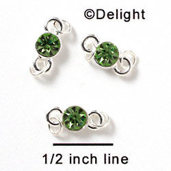 F1038 - 5mm Lime Green (Peridot) Swarovski Crystal Connector - Silver plated Finding (6 per package)