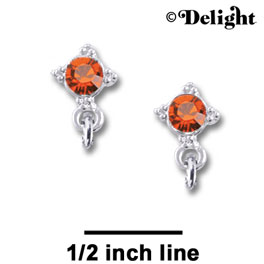 F1040 - 5mm Orange (Hyacinth) Swarovski Crystal Post Earrings - Silver plated Finding (1 pair per package)