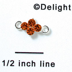 F1041 - Four Orange (Hyacinth) Swarovski Crystal Connector - Silver plated Finding