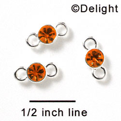 F1043 - 5mm Orange (Hyacinth) Swarovski Crystal Connector - Silver plated Finding