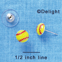 F1193 - Mini Enamel Softball - Post Earrings (1 Pair per package)