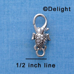 F1407 tlf - Sea Turtle - Im. Rhodium Plated Large Lobster Claw Clasp