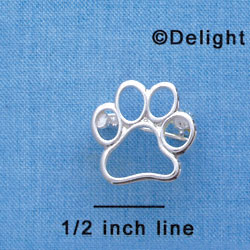 F1417 tlf - Medium Open Paw - Silver Plated Charm Pin