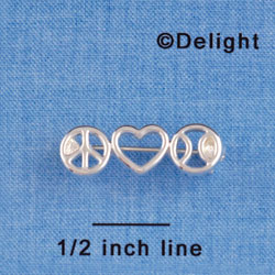 F1430 tlf - Open Peace - Heart - Softball - Silver Plated Charm Pin