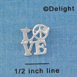 F1441 tlf - Love with Open Peace Sign - Silver Plated Pin