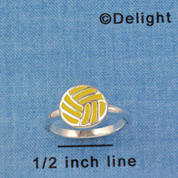 F1444 tlf - Enamel Water Polo Ball - Size 7 - Silver Plated Ring