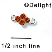 F1041 - Four Orange (Hyacinth) Swarovski Crystal Connector - Silver plated Finding