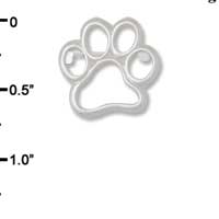 F1417 tlf - Medium Open Paw - Silver Plated Charm Pin